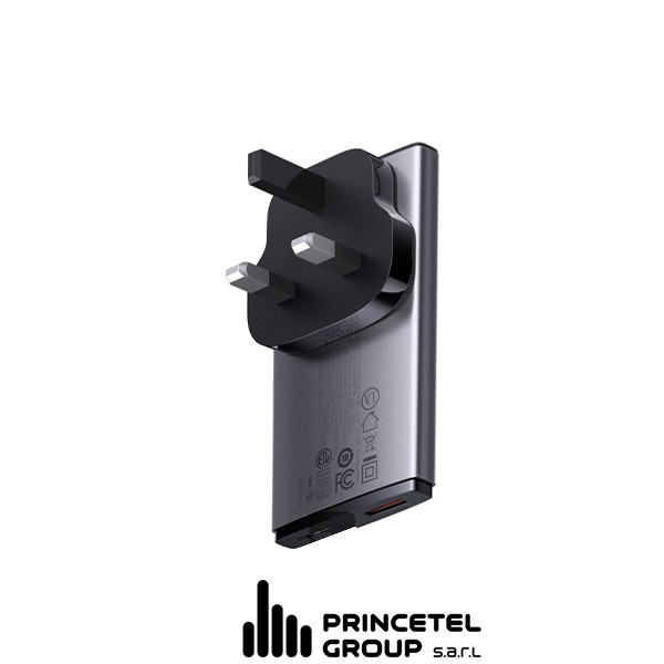 Baseus GaN5 Pro Ultra-Slim Fast Charger C+U 65w (Overseas) Gray (with Cable C  to C 100w 1m) - mobile shop in Hamra, Beirut, Lebanon. New and used phones, iPhone, Samsung, Huawei, Xiaomi, Oppo, Realme, Honor, Google Pixel, tablets, laptops, computers, and accessories. متجر موبايلات في الحمرا، بيروت، لبنان. هواتف جديدة ومستعملة، آيفون، سامسونج، هواوي، شاومي، أوبو، ريلمي، هونر، جوجل بيكسل، أجهزة لوحية، لابتوبات، كمبيوترات، واكسسوارات.