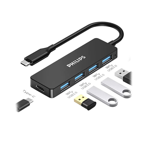 Philips SWR1603G/93 Wired Type-C to 4x USB 3.0 Hub - mobile shop in Hamra, Beirut, Lebanon. New and used phones, iPhone, Samsung, Huawei, Xiaomi, Oppo, Realme, Honor, Google Pixel, tablets, laptops, computers, and accessories. متجر موبايلات في الحمرا، بيروت، لبنان. هواتف جديدة ومستعملة، آيفون، سامسونج، هواوي، شاومي، أوبو، ريلمي، هونر، جوجل بيكسل، أجهزة لوحية، لابتوبات، كمبيوترات، واكسسوارات.