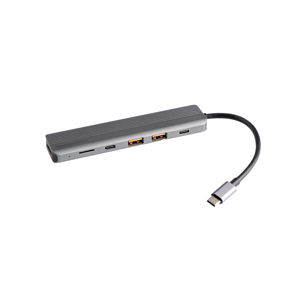 Powerology 6 in 1 Slim 4k HDMI USB-C Hub 100W, mobiles, lebanon, samsung, iphones, new, used, laptops, computers, huawei, phone, mobile prices in lebanon,mobile prices