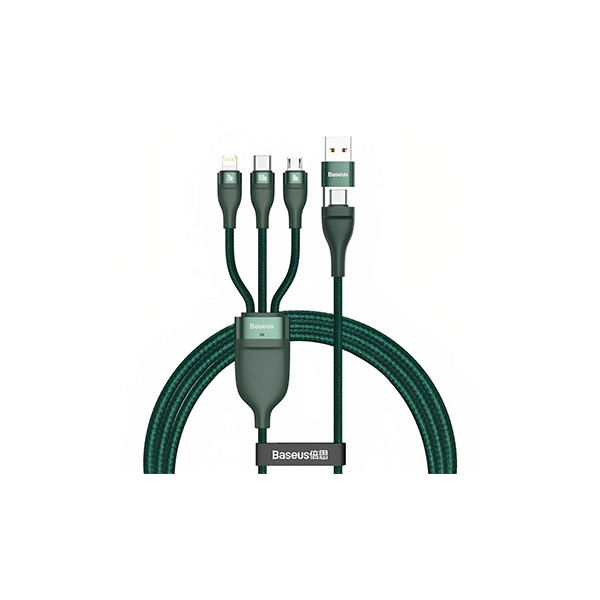 Baseus Fast Charging USB Plus C to C Cable 100W Lightning 20W And Micro 18W Flash Series USB Data Cable Max 1.2M - Green, mobiles, lebanon, samsung, iphones, new, used, laptops, computers, huawei, phone, mobile prices in lebanon,mobile prices
