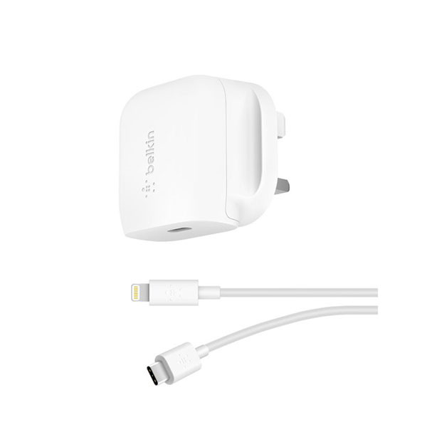 Belkin BoostCharge 18W USB-C PD Wall Charger + USB-C to Lightning Cable, mobiles, lebanon, samsung, iphones, new, used, laptops, computers, huawei, phone, mobile prices in lebanon,mobile prices