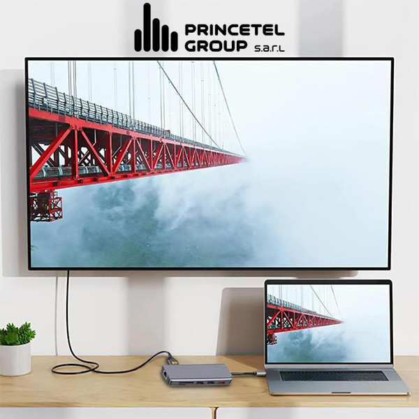 Porodo 9in1 USB-C Hub Type-C  PD 100W HDMI Ethernet USB SD Card 3.5mm Aux  - Grey - mobile shop in Hamra, Beirut, Lebanon. New and used phones, iPhone, Samsung, Huawei, Xiaomi, Oppo, Realme, Honor, Google Pixel, tablets, laptops, computers, and accessories. متجر موبايلات في الحمرا، بيروت، لبنان. هواتف جديدة ومستعملة، آيفون، سامسونج، هواوي، شاومي، أوبو، ريلمي، هونر، جوجل بيكسل، أجهزة لوحية، لابتوبات، كمبيوترات، واكسسوارات.