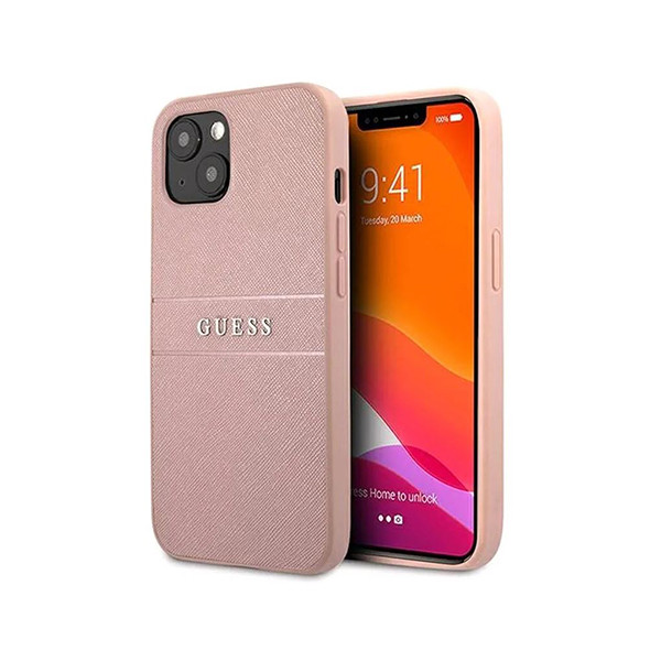 Guess PU Leather Saffiano Zadní Kryt pro iPhone 13 Pink, mobiles, lebanon, samsung, iphones, new, used, laptops, computers, huawei, phone, mobile prices in lebanon,mobile prices
