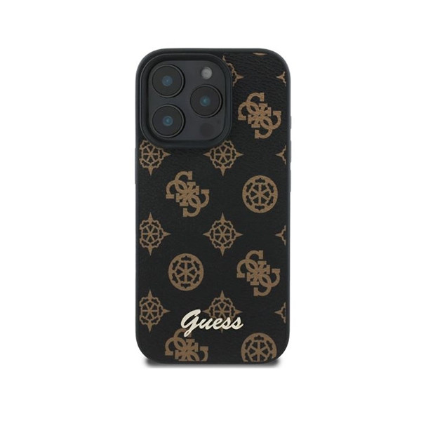 Guess PU Leather Hard Case With Peony Script Logo For Phone 16 Pro Max - Black, mobiles, lebanon, samsung, iphones, new, used, laptops, computers, huawei, phone, mobile prices in lebanon,mobile prices