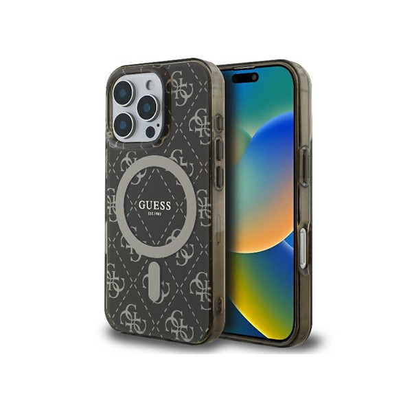Guess Magsafe IML 4G Design Hard Case With Peony For iPhone 16 Pro Max - Brown, mobiles, lebanon, samsung, iphones, new, used, laptops, computers, huawei, phone, mobile prices in lebanon,mobile prices