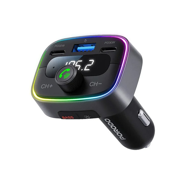 Porodo Dual PD 30W Bluetooth FM Transmitter With USB Disk Reading BLACK - mobile shop in Hamra, Beirut, Lebanon. New and used phones, iPhone, Samsung, Huawei, Xiaomi, Oppo, Realme, Honor, Google Pixel, tablets, laptops, computers, and accessories. متجر موبايلات في الحمرا، بيروت، لبنان. هواتف جديدة ومستعملة، آيفون، سامسونج، هواوي، شاومي، أوبو، ريلمي، هونر، جوجل بيكسل، أجهزة لوحية، لابتوبات، كمبيوترات، واكسسوارات.