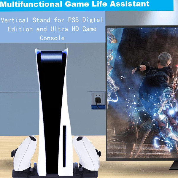 PS5 Stand - Vertical Stand for PS5 Console, DualSense Charging Station Dock with LED Indicator and USB-C Charger Cord - Black - mobile shop in Hamra, Beirut, Lebanon. New and used phones, iPhone, Samsung, Huawei, Xiaomi, Oppo, Realme, Honor, Google Pixel, tablets, laptops, computers, and accessories. متجر موبايلات في الحمرا، بيروت، لبنان. هواتف جديدة ومستعملة، آيفون، سامسونج، هواوي، شاومي، أوبو، ريلمي، هونر، جوجل بيكسل، أجهزة لوحية، لابتوبات، كمبيوترات، واكسسوارات.