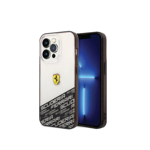 Ferrari PC/TPU IML Case with Bottom Scuderia Allover Print iPhone 14 Pro Compatibility - Silver, mobiles, lebanon, samsung, iphones, new, used, laptops, computers, huawei, phone, mobile prices in lebanon,mobile prices