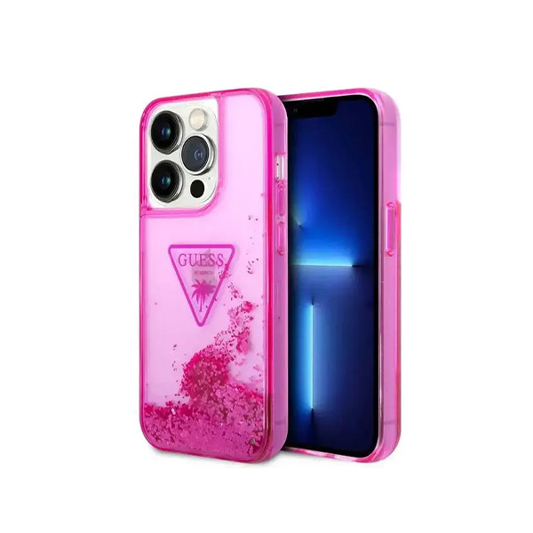 Guess Liquid Glitter Case with  Triangle Translucent Logo for iPhone 15 Pro Max, mobiles, lebanon, samsung, iphones, new, used, laptops, computers, huawei, phone, mobile prices in lebanon,mobile prices