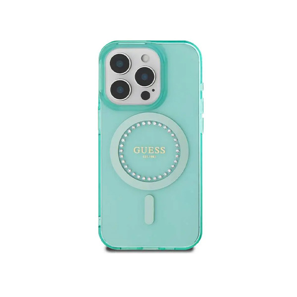 Guess Magsafe IML Hard Case With Rhinestones Design For iPhone 16 Pro Max - Green, mobiles, lebanon, samsung, iphones, new, used, laptops, computers, huawei, phone, mobile prices in lebanon,mobile prices