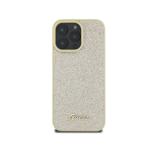 Guess Fixed Glitter Hard Case For iPhone 16 Pro Max - Gold, mobiles, lebanon, samsung, iphones, new, used, laptops, computers, huawei, phone, mobile prices in lebanon,mobile prices