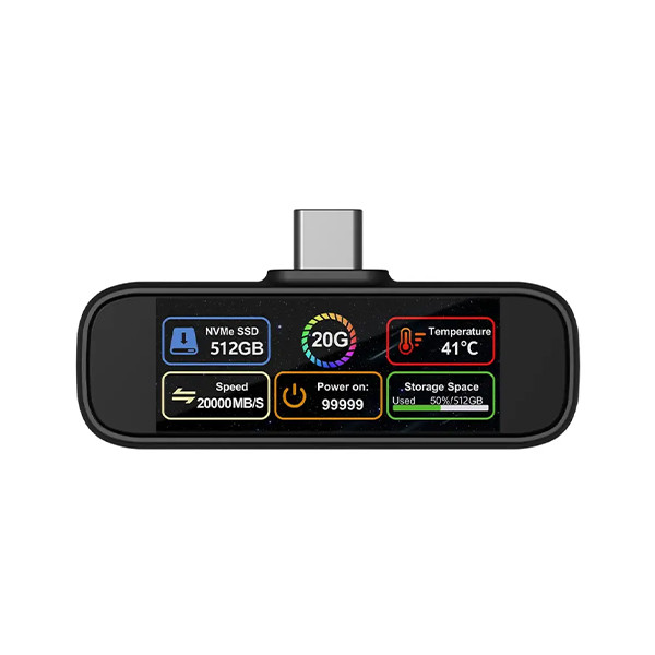 Powerology Vaultx 512Gb Mini Portable SSD Drive With TFT LCD Display - Black - mobile shop in Hamra, Beirut, Lebanon. New and used phones, iPhone, Samsung, Huawei, Xiaomi, Oppo, Realme, Honor, Google Pixel, tablets, laptops, computers, and accessories. متجر موبايلات في الحمرا، بيروت، لبنان. هواتف جديدة ومستعملة، آيفون، سامسونج، هواوي، شاومي، أوبو، ريلمي، هونر، جوجل بيكسل، أجهزة لوحية، لابتوبات، كمبيوترات، واكسسوارات.