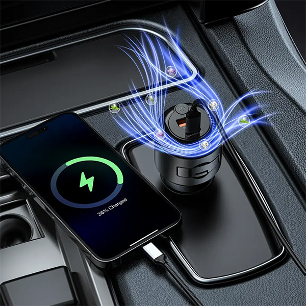 Porodo MistCharge 2 In 1  Car Charger with Scent Diffusion  Cologne & Ocean - Black - mobile shop in Hamra, Beirut, Lebanon. New and used phones, iPhone, Samsung, Huawei, Xiaomi, Oppo, Realme, Honor, Google Pixel, tablets, laptops, computers, and accessories. متجر موبايلات في الحمرا، بيروت، لبنان. هواتف جديدة ومستعملة، آيفون، سامسونج، هواوي، شاومي، أوبو، ريلمي، هونر، جوجل بيكسل، أجهزة لوحية، لابتوبات، كمبيوترات، واكسسوارات.