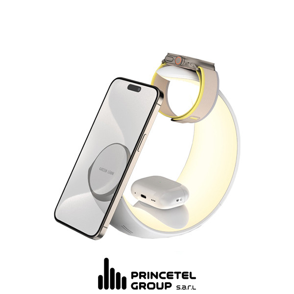 Green Lion Moon Charge 4 in 1  Wireless Charger - White - mobile shop in Hamra, Beirut, Lebanon. New and used phones, iPhone, Samsung, Huawei, Xiaomi, Oppo, Realme, Honor, Google Pixel, tablets, laptops, computers, and accessories. متجر موبايلات في الحمرا، بيروت، لبنان. هواتف جديدة ومستعملة، آيفون، سامسونج، هواوي، شاومي، أوبو، ريلمي، هونر، جوجل بيكسل، أجهزة لوحية، لابتوبات، كمبيوترات، واكسسوارات.