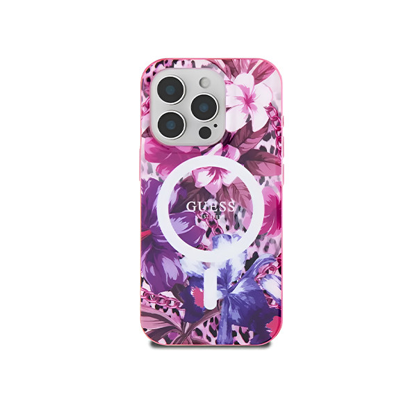 Guess Magsafe IML Hard Case With Jungle Design For iPhone 16 Pro Max - Purple, mobiles, lebanon, samsung, iphones, new, used, laptops, computers, huawei, phone, mobile prices in lebanon,mobile prices
