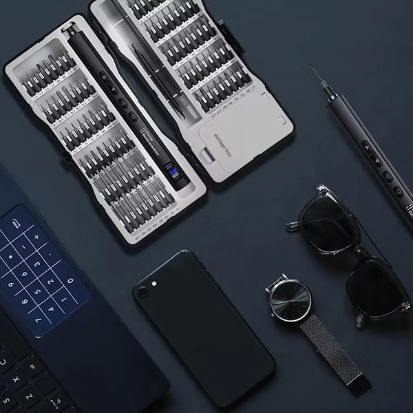 Porodo Techfix 97-In1 Electric Screwdriver Kit Built-In LED Light - Black - mobile shop in Hamra, Beirut, Lebanon. New and used phones, iPhone, Samsung, Huawei, Xiaomi, Oppo, Realme, Honor, Google Pixel, tablets, laptops, computers, and accessories. متجر موبايلات في الحمرا، بيروت، لبنان. هواتف جديدة ومستعملة، آيفون، سامسونج، هواوي، شاومي، أوبو، ريلمي، هونر، جوجل بيكسل، أجهزة لوحية، لابتوبات، كمبيوترات، واكسسوارات.