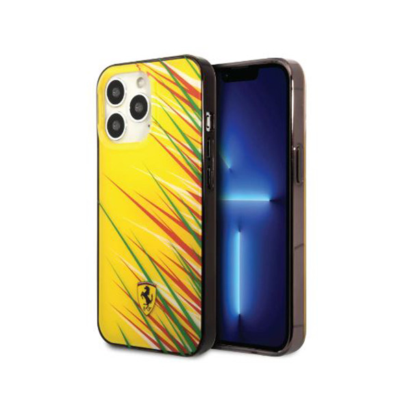 Ferrari PC/TPU Case with Double Layer Grass Print iPhone 14 Pro Max Compatibility - Yellow, mobiles, lebanon, samsung, iphones, new, used, laptops, computers, huawei, phone, mobile prices in lebanon,mobile prices