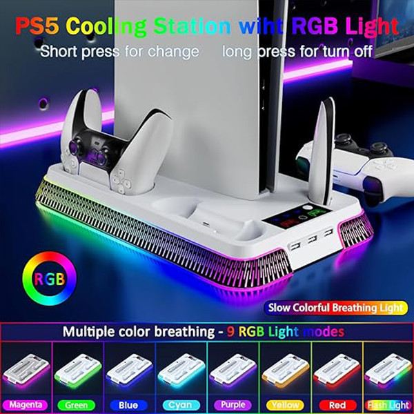 Ps5 Cooling Stand With Controller Charger - mobile shop in Hamra, Beirut, Lebanon. New and used phones, iPhone, Samsung, Huawei, Xiaomi, Oppo, Realme, Honor, Google Pixel, tablets, laptops, computers, and accessories. متجر موبايلات في الحمرا، بيروت، لبنان. هواتف جديدة ومستعملة، آيفون، سامسونج، هواوي، شاومي، أوبو، ريلمي، هونر، جوجل بيكسل، أجهزة لوحية، لابتوبات، كمبيوترات، واكسسوارات.