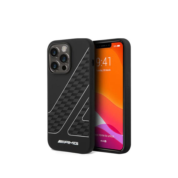 AMG Liquid Silicone Case - Checkered Flag Pattern, Bumper Protection iPhone 14 Pro Compatibility - Black/White, mobiles, lebanon, samsung, iphones, new, used, laptops, computers, huawei, phone, mobile prices in lebanon,mobile prices