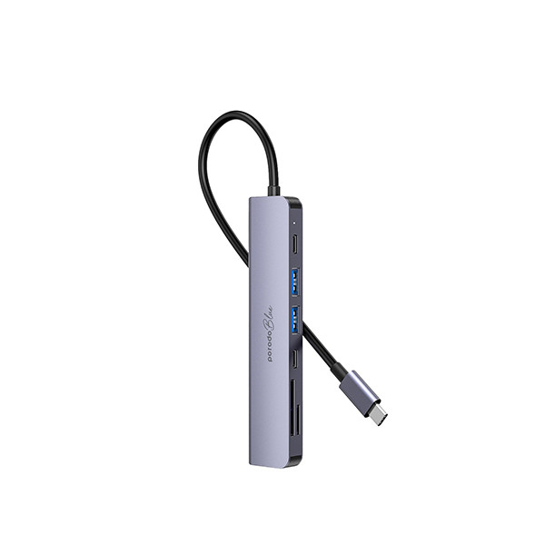 Porodo Blue 7in1 Hub HDMI  2XUSB-A 2XUSB-C SD MicroSD - mobile shop in Hamra, Beirut, Lebanon. New and used phones, iPhone, Samsung, Huawei, Xiaomi, Oppo, Realme, Honor, Google Pixel, tablets, laptops, computers, and accessories. متجر موبايلات في الحمرا، بيروت، لبنان. هواتف جديدة ومستعملة، آيفون، سامسونج، هواوي، شاومي، أوبو، ريلمي، هونر، جوجل بيكسل، أجهزة لوحية، لابتوبات، كمبيوترات، واكسسوارات.