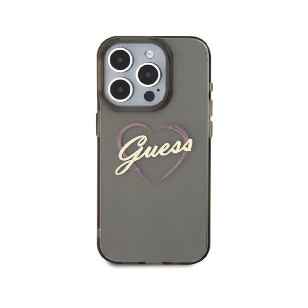 Guess IML Hard Case With Heart Logo For iPhone 16 Pro Max - Black, mobiles, lebanon, samsung, iphones, new, used, laptops, computers, huawei, phone, mobile prices in lebanon,mobile prices