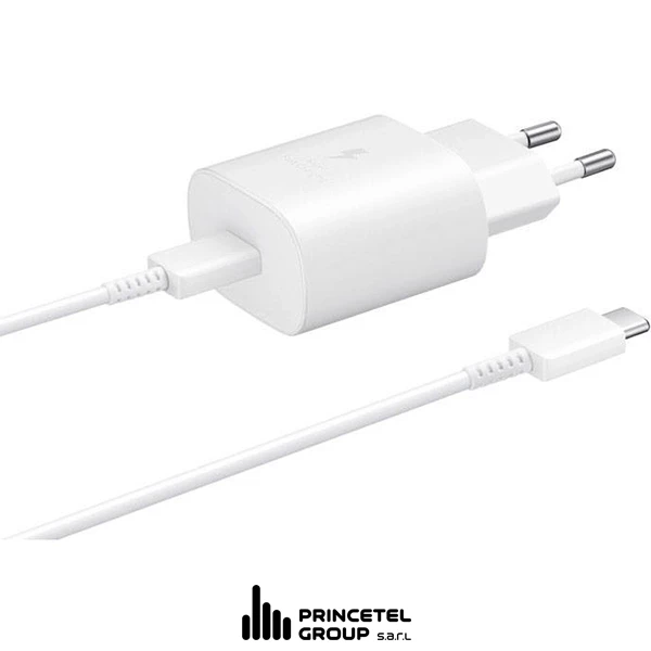 samsung Travel adapter 25W PD 2Pin With Type C To Type C Cable - White - mobile shop in Hamra, Beirut, Lebanon. New and used phones, iPhone, Samsung, Huawei, Xiaomi, Oppo, Realme, Honor, Google Pixel, tablets, laptops, computers, and accessories. متجر موبايلات في الحمرا، بيروت، لبنان. هواتف جديدة ومستعملة، آيفون، سامسونج، هواوي، شاومي، أوبو، ريلمي، هونر، جوجل بيكسل، أجهزة لوحية، لابتوبات، كمبيوترات، واكسسوارات.
