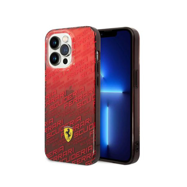 Ferrari Gradient PC/TPU Case with Allover Scuderia & Dyed Bumper iPhone 14 Pro Max Compatibility - Black, mobiles, lebanon, samsung, iphones, new, used, laptops, computers, huawei, phone, mobile prices in lebanon,mobile prices