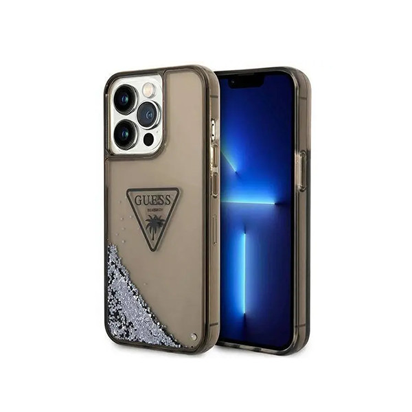Guess Liquid Glitter Case with  Triangle Translucent Logo for iPhone 15 Pro Max, mobiles, lebanon, samsung, iphones, new, used, laptops, computers, huawei, phone, mobile prices in lebanon,mobile prices