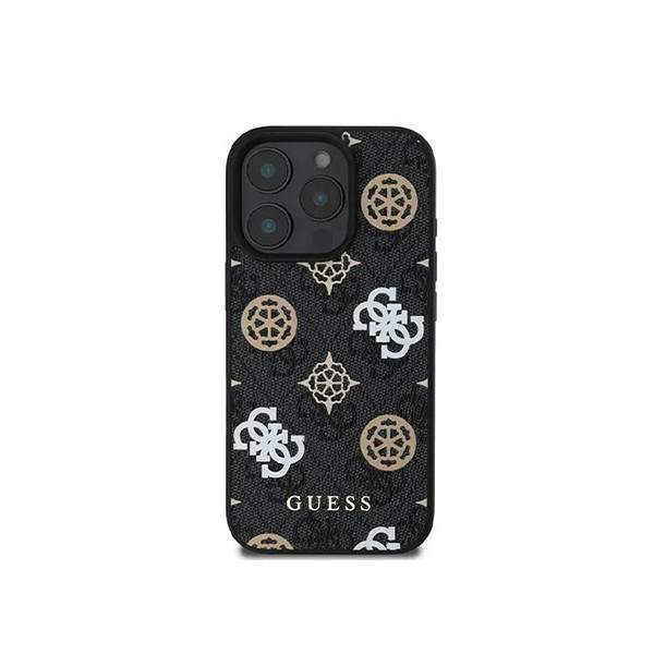 Guess PU 4G Design Hard Case With Peony For iPhone 16 Pro- Black, mobiles, lebanon, samsung, iphones, new, used, laptops, computers, huawei, phone, mobile prices in lebanon,mobile prices