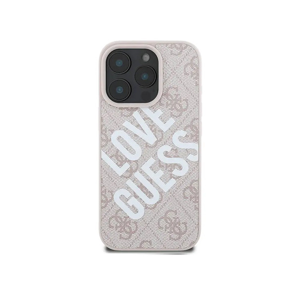 Guess PU 4G Hard Case With Big Love Guess Logo For iPhone 16 Pro Max - Pink, mobiles, lebanon, samsung, iphones, new, used, laptops, computers, huawei, phone, mobile prices in lebanon,mobile prices