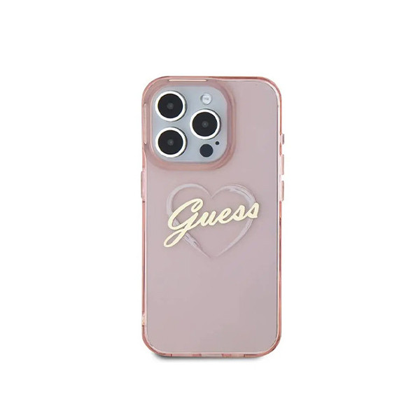 Guess IML Hard Case With Heart Logo For iPhone 16 Pro - Pink, mobiles, lebanon, samsung, iphones, new, used, laptops, computers, huawei, phone, mobile prices in lebanon,mobile prices