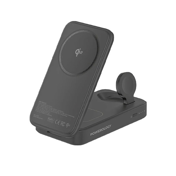 Powerology Kickvolt  Qi2 3 In 1 Magsafe Charger with  10000mAh Powerbank - Black, mobiles, lebanon, samsung, iphones, new, used, laptops, computers, huawei, phone, mobile prices in lebanon,mobile prices