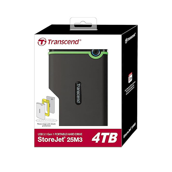 Transcend StoreJet 25M3S, 4TB, Black & Green - mobile shop in Hamra, Beirut, Lebanon. New and used phones, iPhone, Samsung, Huawei, Xiaomi, Oppo, Realme, Honor, Google Pixel, tablets, laptops, computers, and accessories. متجر موبايلات في الحمرا، بيروت، لبنان. هواتف جديدة ومستعملة، آيفون، سامسونج، هواوي، شاومي، أوبو، ريلمي، هونر، جوجل بيكسل، أجهزة لوحية، لابتوبات، كمبيوترات، واكسسوارات.