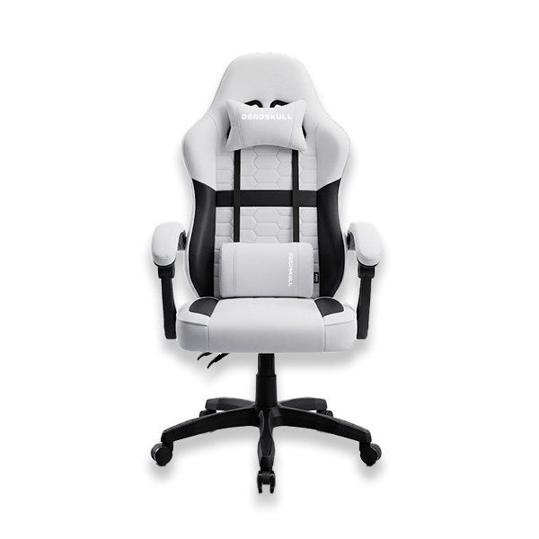 Dead Skull Gaming Chair Comfort with Footrest & Headrest – Adjustable Back, Ergonomic Design for Gamers-White/Black - mobile shop in Hamra, Beirut, Lebanon. New and used phones, iPhone, Samsung, Huawei, Xiaomi, Oppo, Realme, Honor, Google Pixel, tablets, laptops, computers, and accessories. متجر موبايلات في الحمرا، بيروت، لبنان. هواتف جديدة ومستعملة، آيفون، سامسونج، هواوي، شاومي، أوبو، ريلمي، هونر، جوجل بيكسل، أجهزة لوحية، لابتوبات، كمبيوترات، واكسسوارات.