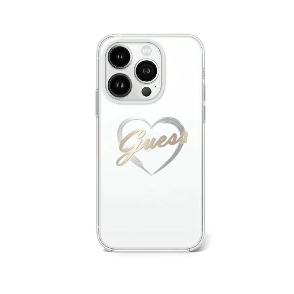 Guess IML Hard Case With Heart Logo For iPhone 16 Pro Max - Clear, mobiles, lebanon, samsung, iphones, new, used, laptops, computers, huawei, phone, mobile prices in lebanon,mobile prices