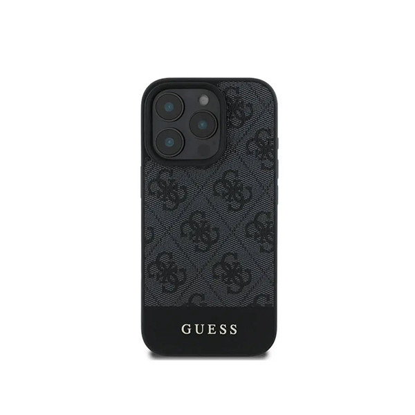 Guess PU 4G Leather Hard Case With Bottom Stripe For iPhone 16 Pro - Grey, mobiles, lebanon, samsung, iphones, new, used, laptops, computers, huawei, phone, mobile prices in lebanon,mobile prices