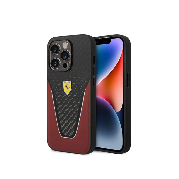 Ferrari Carbon Fiber And Leather Case Aperta iPhone 14 Pro - Red, mobiles, lebanon, samsung, iphones, new, used, laptops, computers, huawei, phone, mobile prices in lebanon,mobile prices