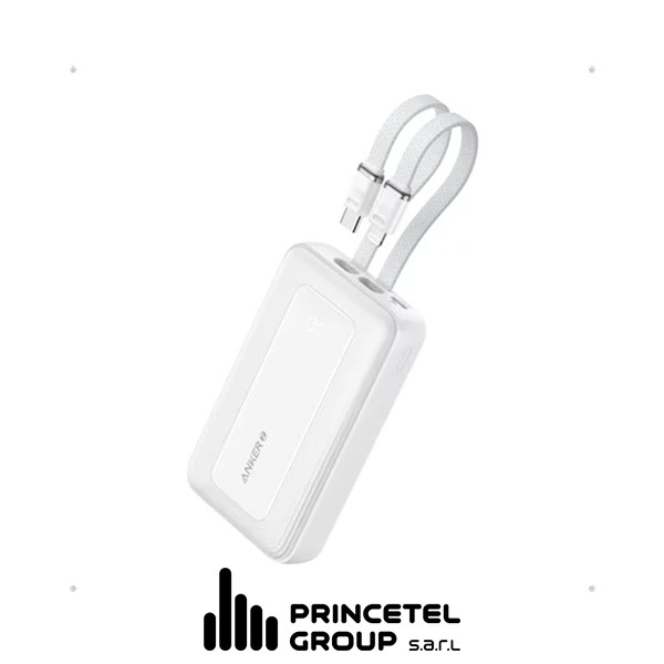 Anker Zolo Power bank 10K 30W Builtin USB-C and Lightening Cable White - mobile shop in Hamra, Beirut, Lebanon. New and used phones, iPhone, Samsung, Huawei, Xiaomi, Oppo, Realme, Honor, Google Pixel, tablets, laptops, computers, and accessories. متجر موبايلات في الحمرا، بيروت، لبنان. هواتف جديدة ومستعملة، آيفون، سامسونج، هواوي، شاومي، أوبو، ريلمي، هونر، جوجل بيكسل، أجهزة لوحية، لابتوبات، كمبيوترات، واكسسوارات.